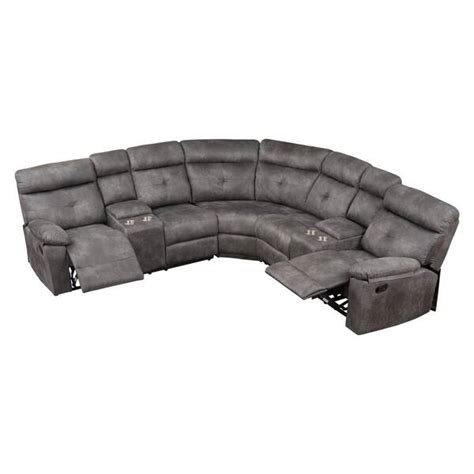 Buy 104 in W Slope Arm 3-Piece L-Shaped Polyester Reclining Sectional ...