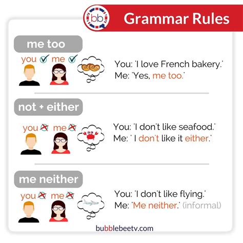 either | neither | too me neither or me either | me too | English ...
