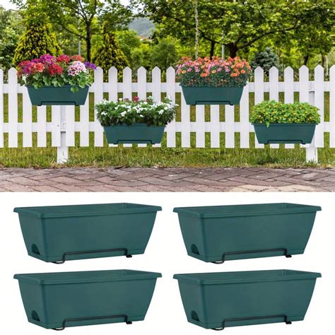 Long Planter, Balcony Hanging Rail Planter, 2/4/6 Pieces 16.9x6.8x5.5 ...