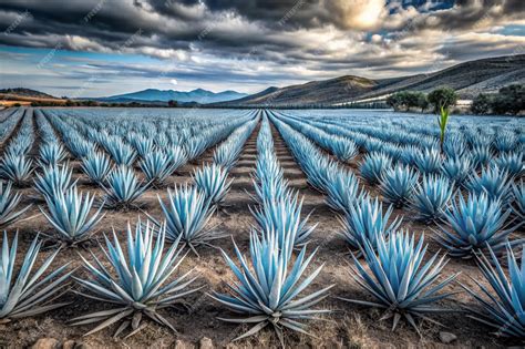 Tequila agave desaturated landscape with plants in color Landscape of ...
