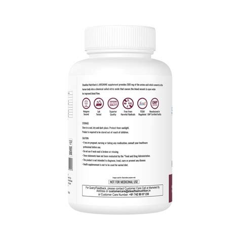 L- Arginine Supplement 500mg Online, 60 Capsules, Supports Nitric Oxide ...