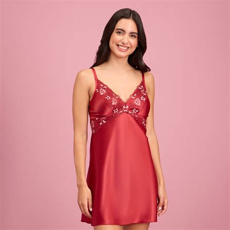 Nykd by Nykaa Embroidered Lace and Satin Babydoll with Panty-NYS138-Ma