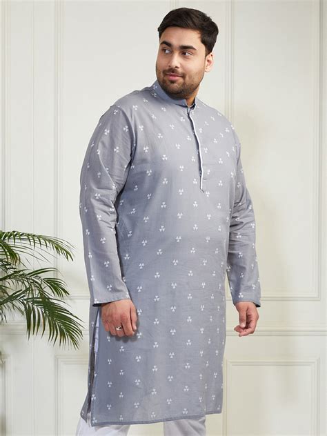 Plus Men's Grey Cotton Kurta – vastramay