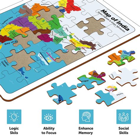 Buy Premium Wood India Map Puzzle - SkilloToys.com