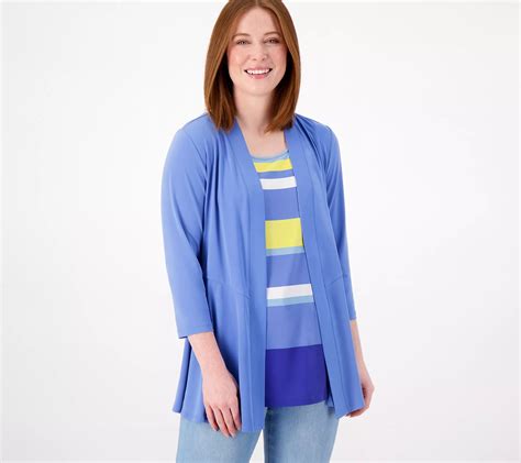 Susan Graver Liquid Knit Cardigan and Printed Tank Set - QVC.com