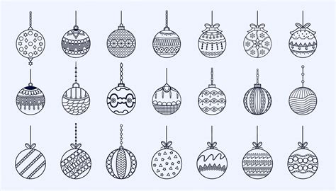 Free Vector | Line style christmas bauble elements design in set
