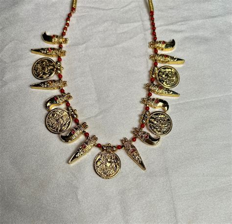 Lakshmi Coin Temple Necklace with Sword and Dagger Motifs – 1 Gram Gol ...