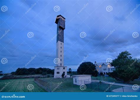 Charleston Lighthouse at Night Located on Sullivan S Island in Stock ...
