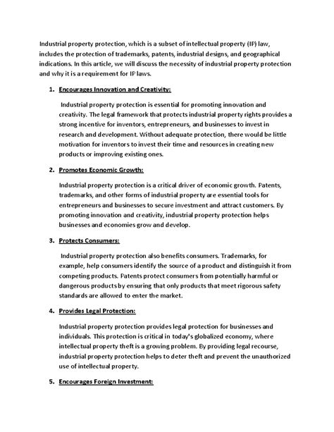 The Necessity of Industrial Property Protection and Its Impact on IP ...
