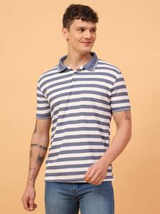 Mast & Harbour Striped Men Polo Neck Blue T-Shirt - Buy Mast & Harbour ...