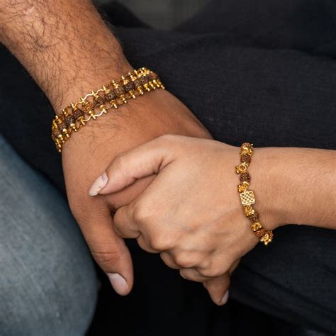 Gold Plated Modern + Cubio Rudraksha Bracelet Combo – Japam