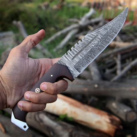 Markhor Outdoors 12-inch Handmade Damascus steel bowie knife with ...