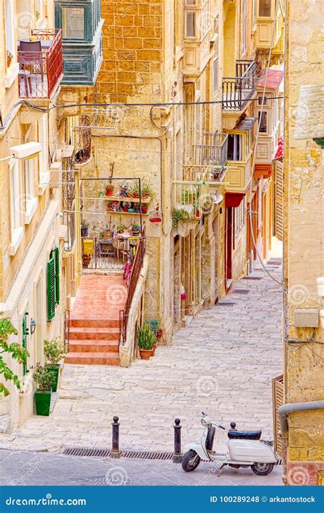 Characteristic Alley of Il-Belt Valletta, Malta Stock Photo - Image of ...