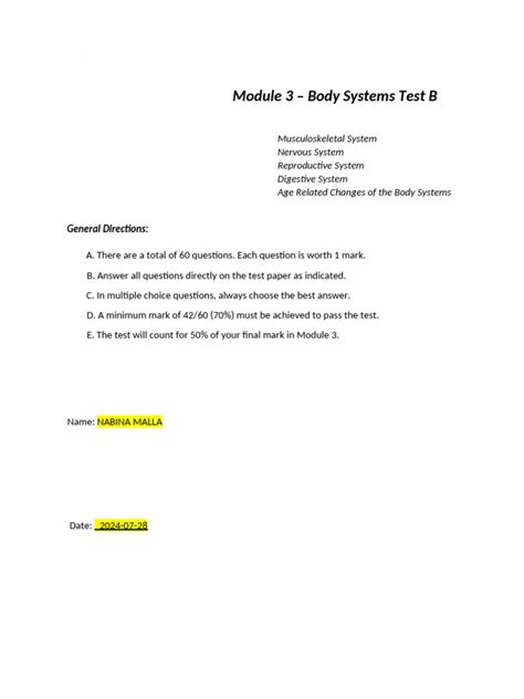 Image result for Module 3 Body Systems Test B