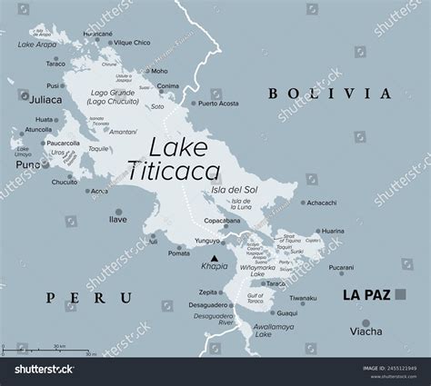 Lake Titicaca Gray Political Map Large Stock Vector (Royalty Free ...
