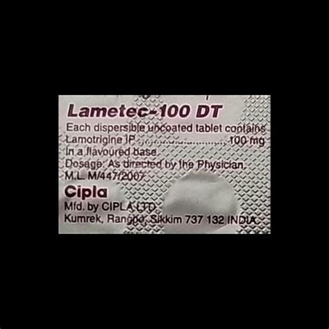 LAMETEC 100MG DT TABLET 10'S : View Price, Combination and Alternatives ...