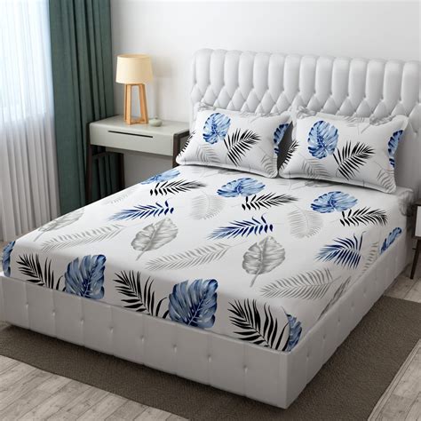 Brown Blossom Full Elastic Fitted Bedsheet with 2 Pillow Covers - King ...