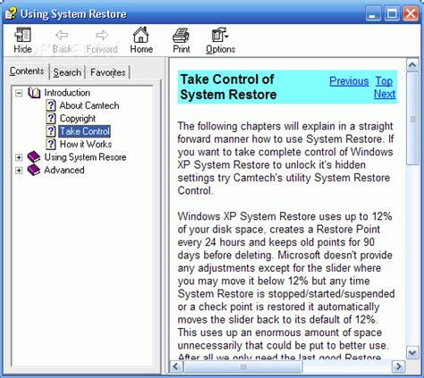 Using System Restore 的图像结果