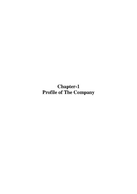 Complete Internship File - Chapter- Profile of The Company 1. Company ...