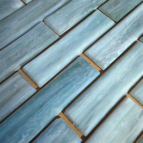 Blue Glass Tiles with Wood Inlays