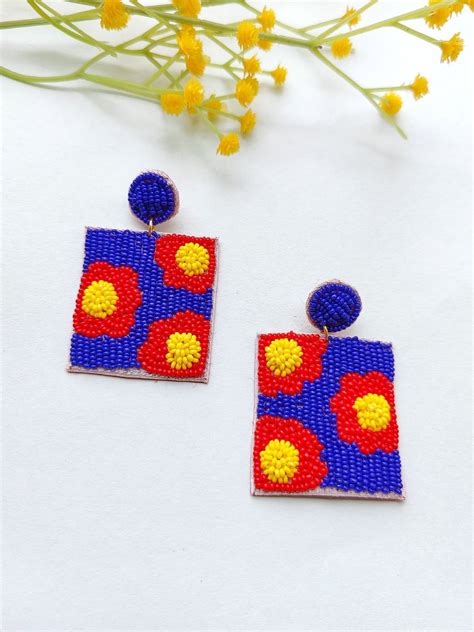 Quirky Beaded Flower Earrings - Perfect for Summer and Parties