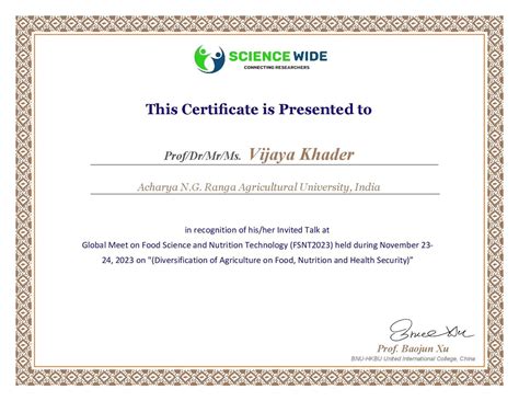 Invited Talk on Science Wide Certificate | Prof. Vijaya Khader