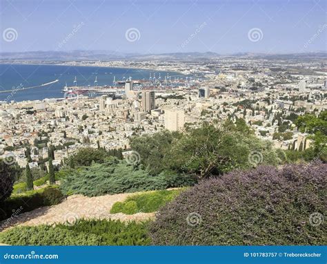 View of the Israeli City of Haifa on the Mediterranean Sea Stock Image ...