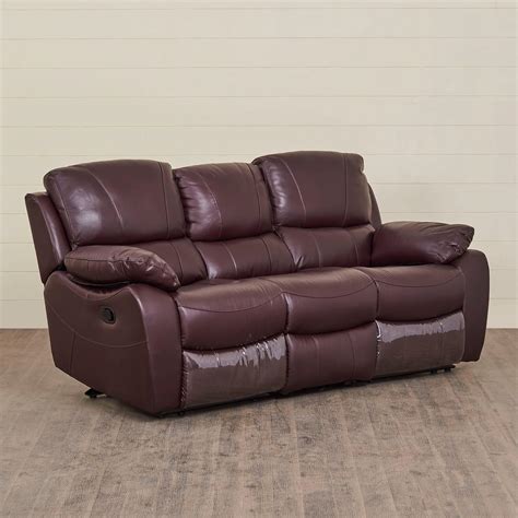 Buy Oslo Maroon Textured Pine Wood 3-Seater Manual Recliner - 203cm ...