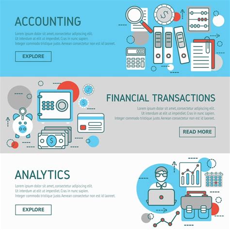 Ensemble de bannières horizontales de comptable | Vecteur Gratuite