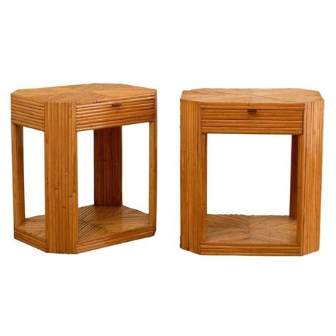 Divine Restored Pair of Vintage Split Bamboo End Tables, circa 1975 ...