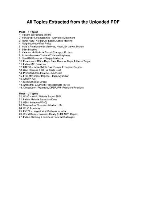 Mock Exam Topics Overview: Key Issues & Initiatives - Studocu