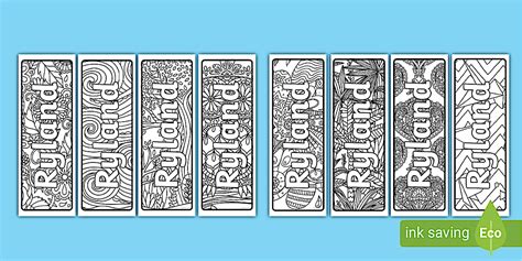 Ryland Mindfulness Name Colouring Bookmarks | Twinkl | KS1