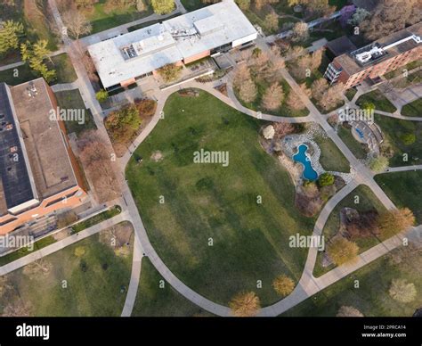 Aerial photograph of Drake University on a beautiful spring morning ...