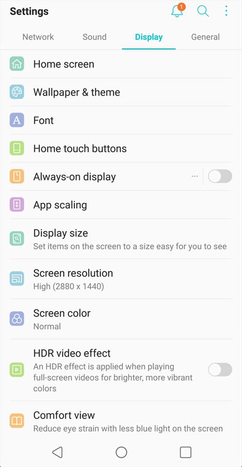 Image result for LG Android 7.0 Color Adjusting Screen