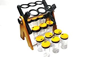 Spice rack for kitchen wooden and plastic ( Masala rack set 12 pcs ...