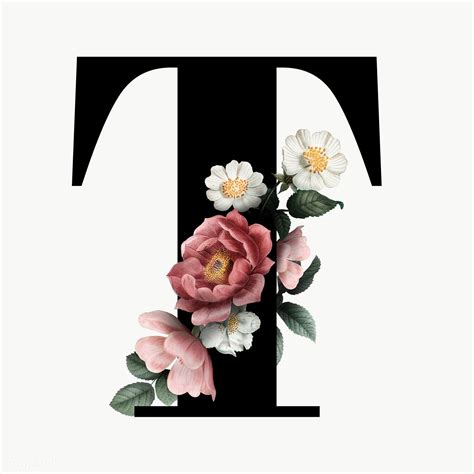 Floral Alphabet Font Letter T