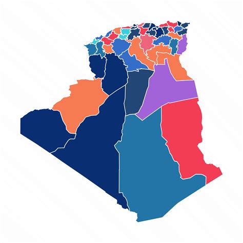 Multicolor Map of Algeria With Provinces 25841921 Vector Art at Vecteezy