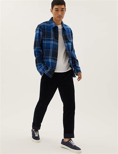 Buy Cotton Blend Check Overshirt at Marks & Spencer