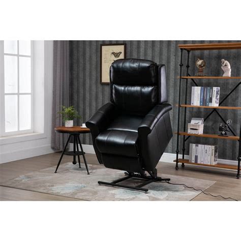 Buy Black Faux Leather Elderly Power Lift Recliner 8-Point Massage ...