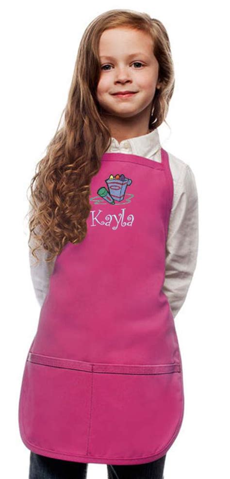 My Little Doc Personalized Hot Pink Kids Art Smock Crayons Embroidery ...