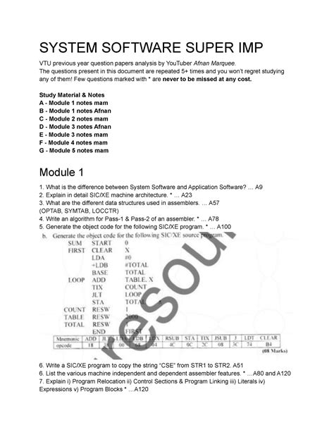 SS super imp (1) (1) - SYSTEM SOFTWARE SUPER IMP VTU previous year ...