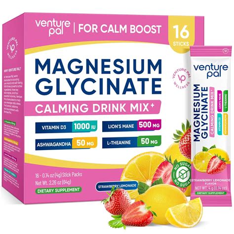 Amazon.com : Venture Pal Magnesium Glycinate Powdered Drink Mix with Ashwagandha, Vitamin D, L ...