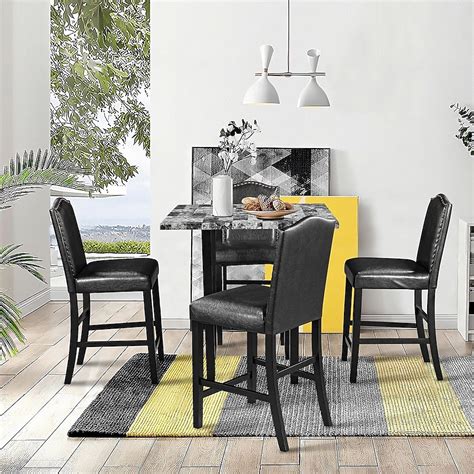 JASMODER Gray Contemporary/Modern Dining Room Set with Rectangular ...