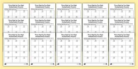 Fifth Grade Three-Digit by Two-Digit Multiplication Practice Pack