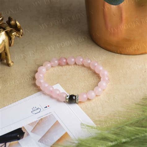Buy Rose Quartz & Obsidian Natural Crystal Healing Bracelet Online in ...