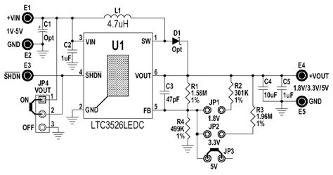 DC1053A-E: 1.8, 3.3, or 5V @ 100mA, 0.8 ~ 5.5V in