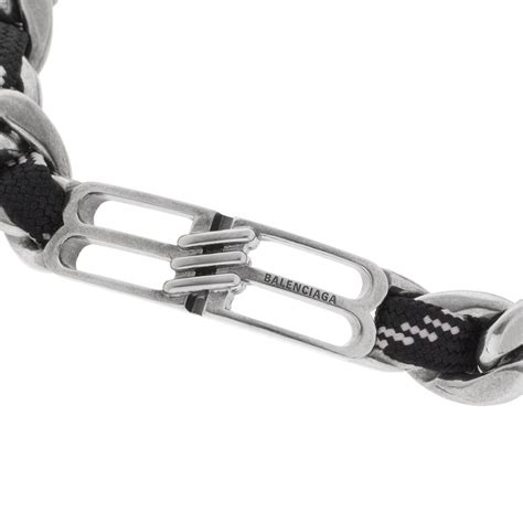 Pulsera Bb Icon Lace en Plateado Antiguo/negro/blanco | Balenciaga ES