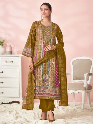 Buy Stylee LIFESTYLE Mustard Lawn Cotton Embroidered Unstitched Kurta ...