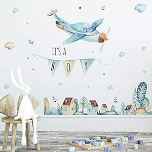 pumkins Its A Boy Banner Airplane Wall Stickers Aircrafts Birthday ...