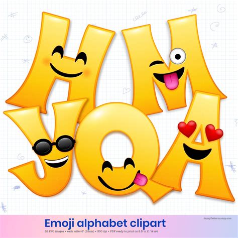 Emoticon Alphabet Clipart, Printable Happy Face Letters for Bulletin Boards, Party Banners ...